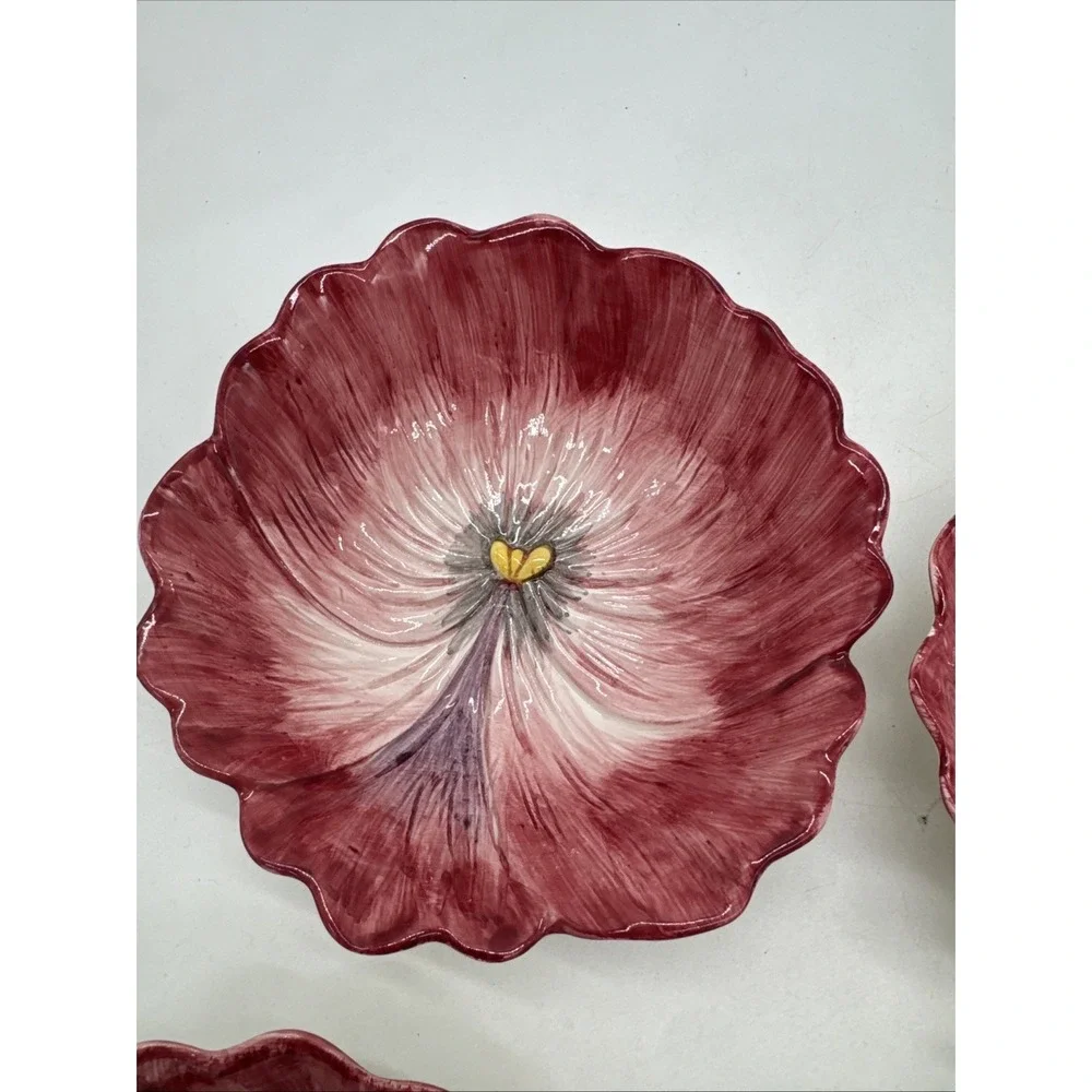 Vintage 4 Fitz & Floyd April Flowers Pansy Hand Painted Bowls 6